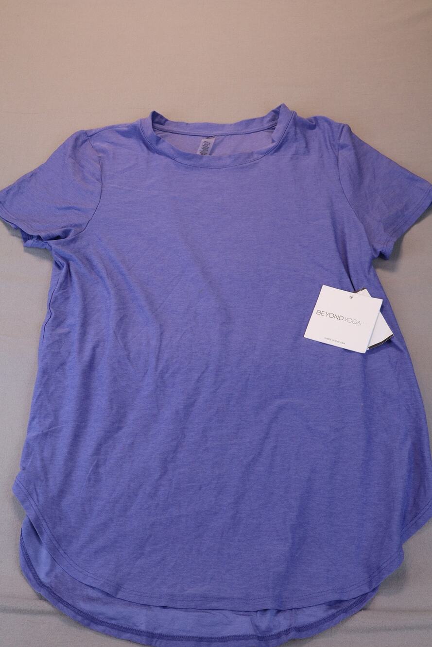 NEW Beyond Yoga Featherweight On The Down Low Tee Indigo Purple Size S